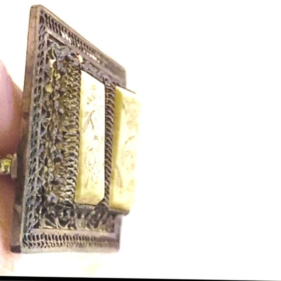 ANTIQUE Chinese Etched Silver Filigree Brooch - Picture 3 of 10